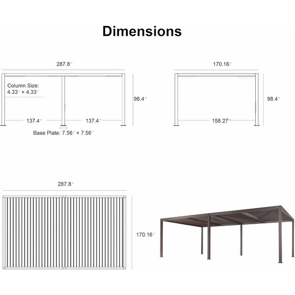 PURPLE LEAF Louvered Pergola Outdoor Aluminum Pergola with