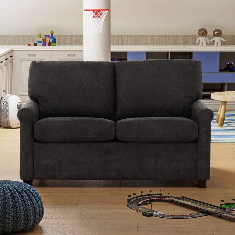 Convertible Twin Sleeper Sofa with USB Ports, 2-Seater Sofa Bed, Dark Gray