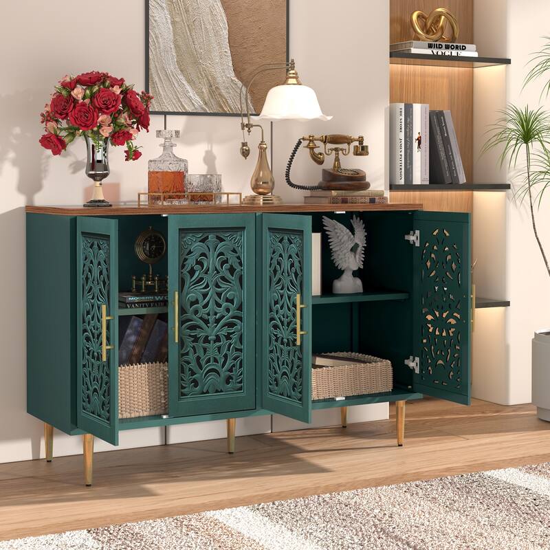 48" Hollow Carved Sideboard Buffet Cabinet