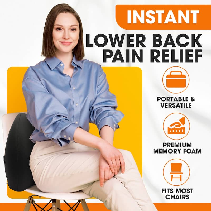 Cheer Collection Black Memory Foam Lumbar Support Pillow With Washable Cover