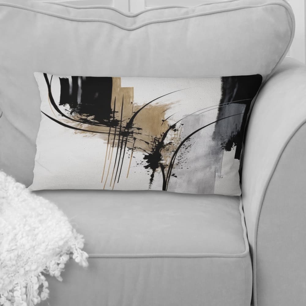 Designart "Black, White And Gold Expression II" Modern & Contemporary Printed Throw Pillow