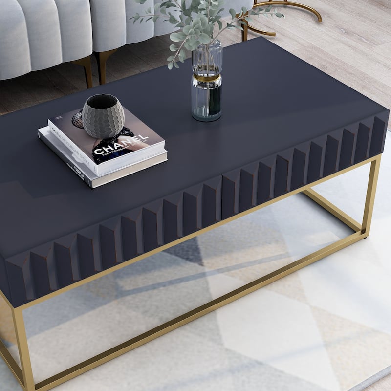 Bird Contemporary 47-inch Steel 2-Drawer Coffee Table by Furniture of America