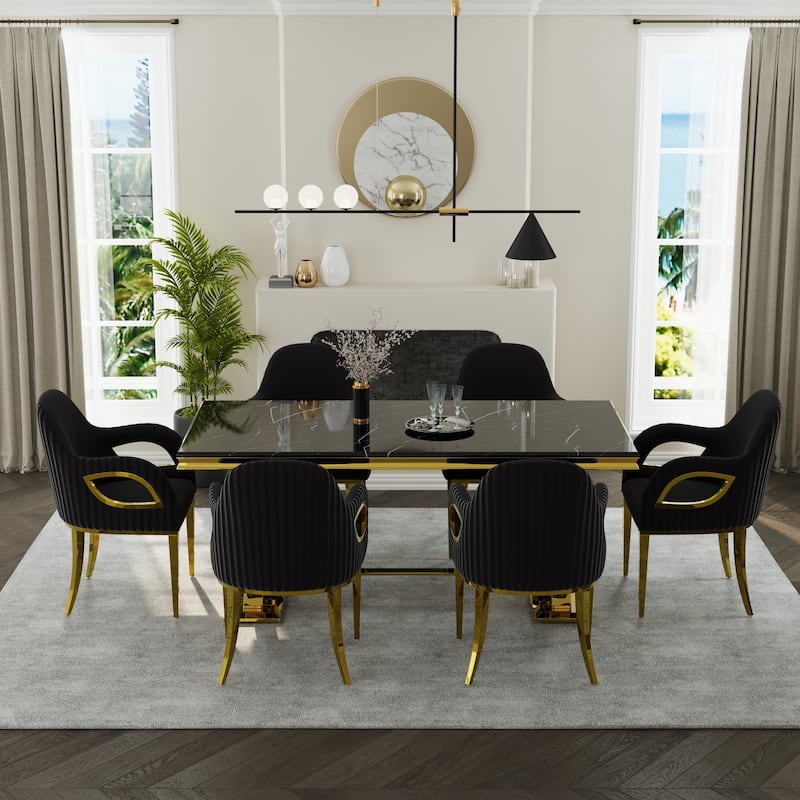 Dining Table Set with Arm Dining Chairs