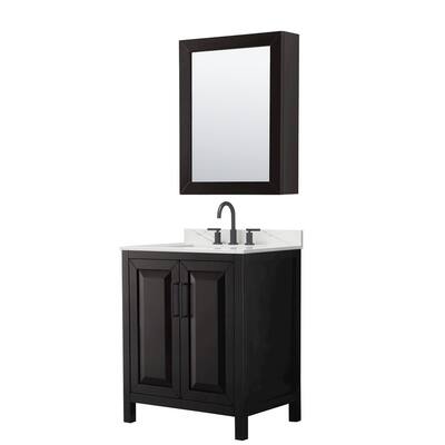 Daria 30-inch Single Vanity, 3 Hole Quartz Top, Med Cabinet