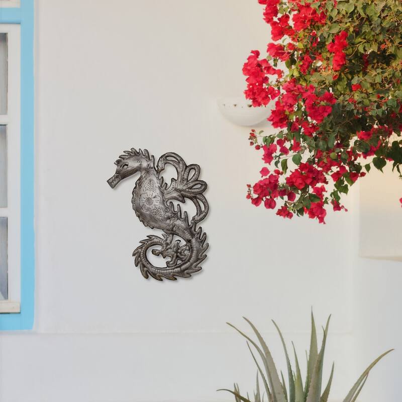 Porch & Den Embossed Seahorse Recycled Metal Wall Art (Haiti)