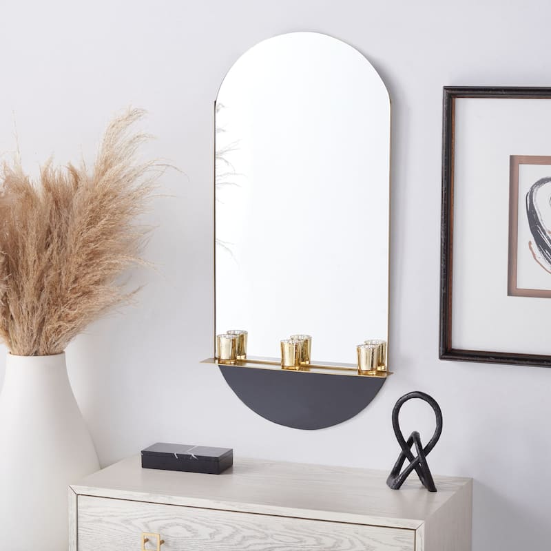 SAFAVIEH Breonna 36-inch Oval Top Brass/Black Mirror - 18" W x 2.5" D x 36" H - 18Wx3Dx36H