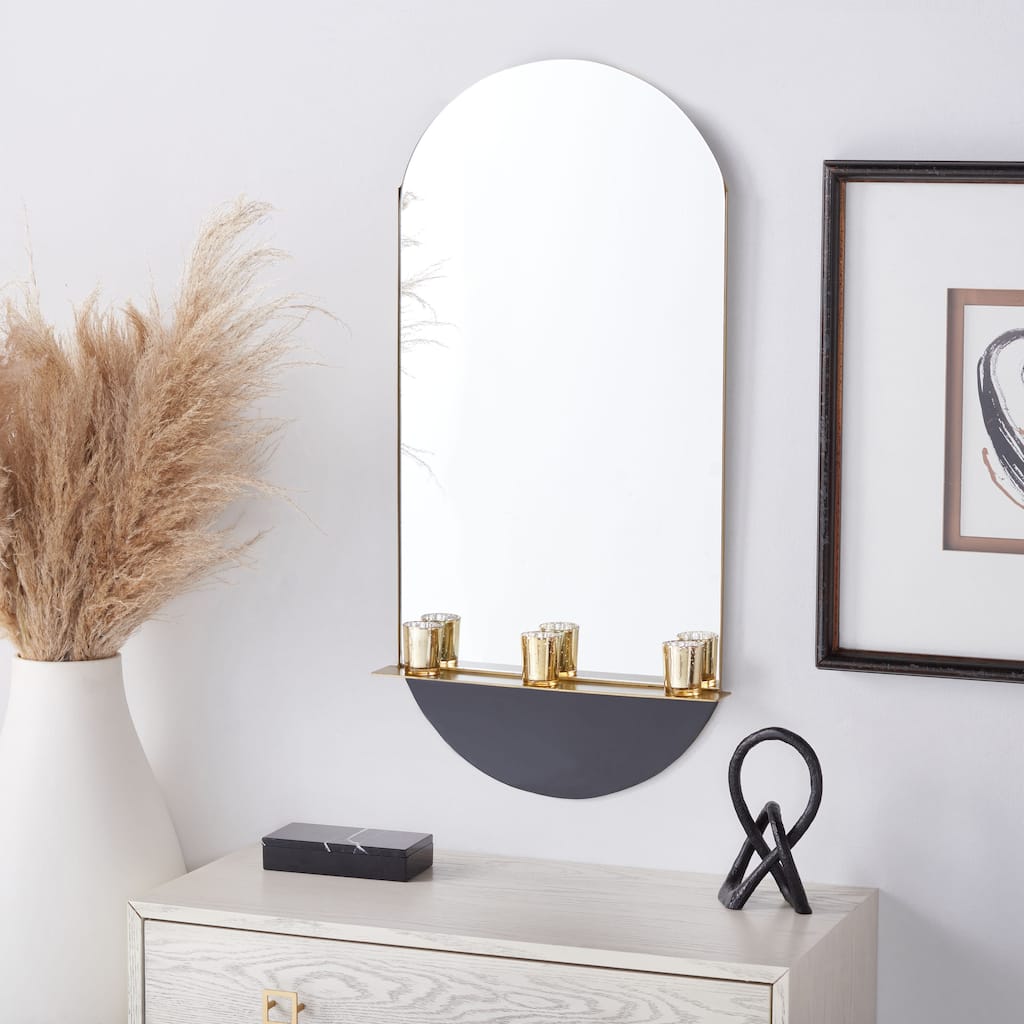 SAFAVIEH Breonna 36-inch Oval Top Brass/Black Mirror - 18" W x 2.5" D x 36" H - 18Wx3Dx36H