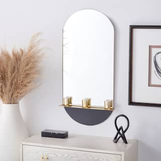 SAFAVIEH Norbury 36-inch Oval Top Brass/Black Mirror - 18" W x 2.5" D x 36" H