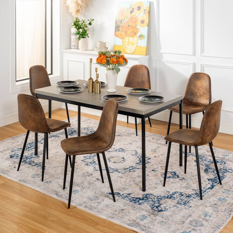 Homy Casa Modern Dining Office Table, 59in Rectangular Wood Top, Black Legs