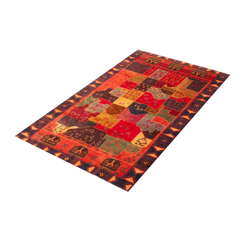 ECARPETGALLERY Hand-knotted Baluch Red Wool Rug - 3'8 x 6'6