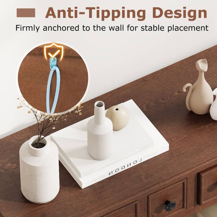 Espresso Rustic Console Table with Drawers and Shelf Solid Pine Wood Entryway Table - 38" x 13" x 32"