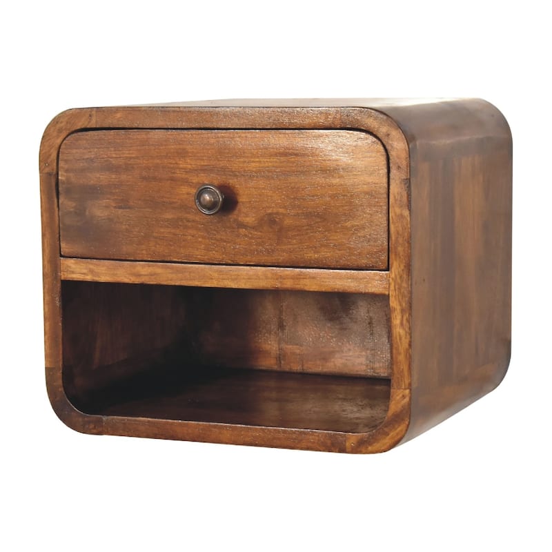 HomeRoots 12" Chestnut Solid Wood One Drawer Floating Nightstand
