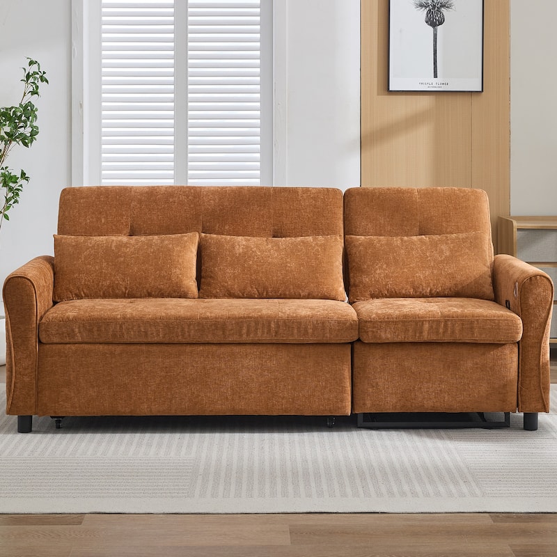 2-in-1 Sofa 82" Three-seater Sofa with a Sofa Bed and a Reversible Recliner Sofa for Living Room