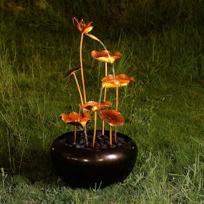 LED Lighted Cascading River Stones Outdoor Garden Water Fountain - 31.5"