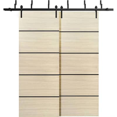 Barn Bypass Doors 36 x 80 Planum 0015 Natural Veneer with Sturdy 6.6ft