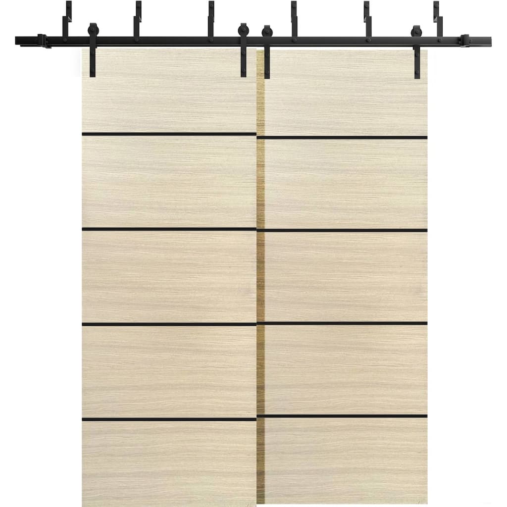Barn Bypass Doors 36 x 80 Planum 0015 Natural Veneer with Sturdy 6.6ft