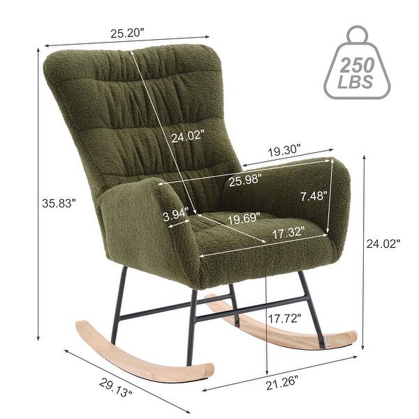 dimension image slide 0 of 4, Teddy Upholstered Nursery Rocking Chair with High Backrest