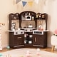 preview thumbnail 2 of 5, Corner Wooden Play Kitchen with Slide and Coffee Machine for Kids - 41" x 12" x 37"