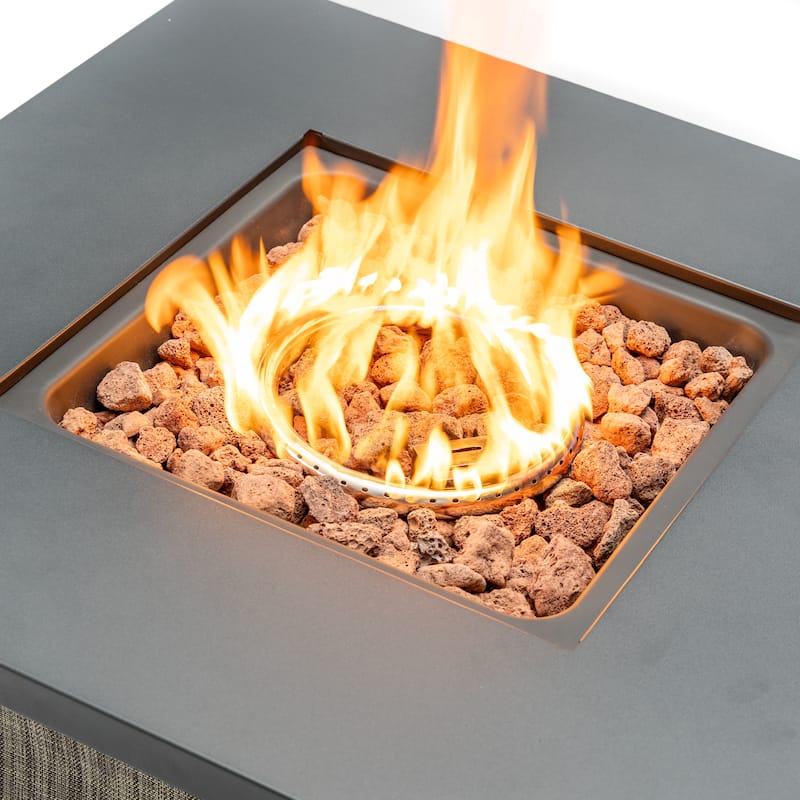 28" Propane Square Steel Gas Fire Pit with 50000 BTU - Black