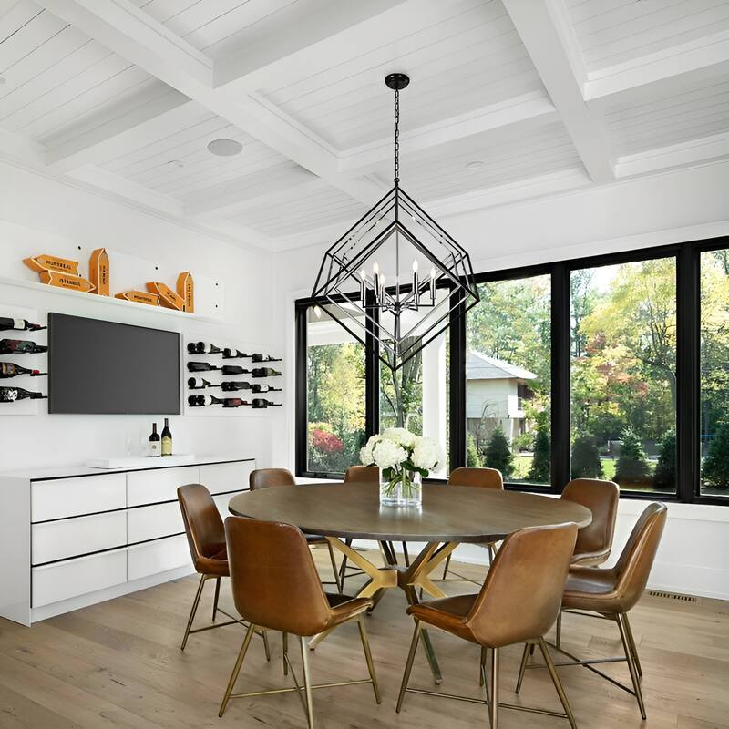 6 Light interlocked Geometric Cube Chandelier Double Touch Finish