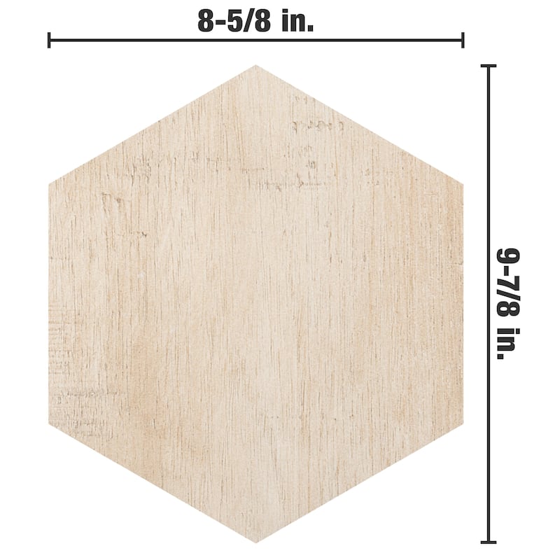 Merola Tile Sawnwood Hex Beige 8-5/8" x 9-7/8" Porcelain Floor and Wall Tile