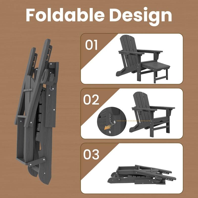 Folding Outdoor Chair with 3-Position Reclining Backrest & Telescoping Footrest