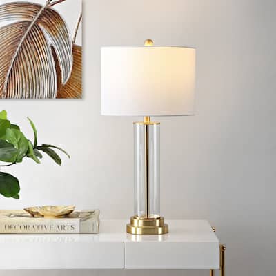 SAFAVIEH Lighting 26-inch Cassian Glass Table Lamp - 14" x 14" x 26"