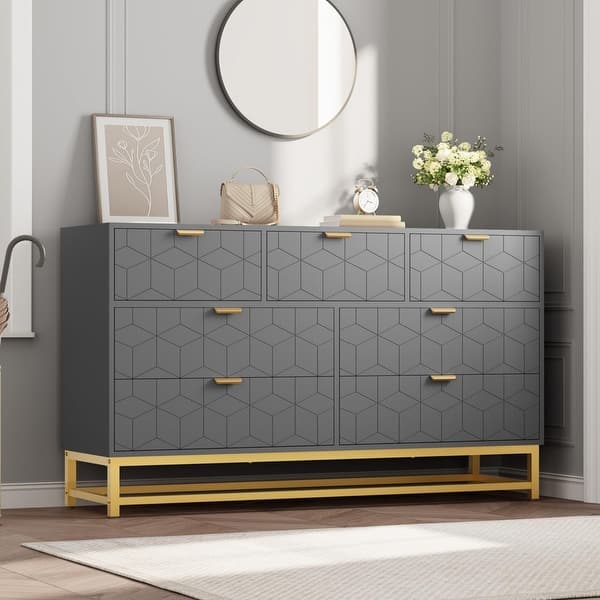 green emerald velvet dress Essentials for Living Bradley 7-Drawer Double Dresser in Dove Gray