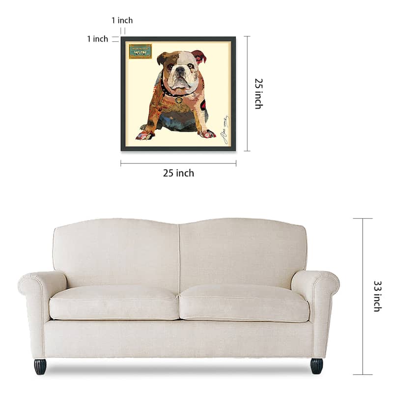 "Men's Best Bully" Dimensional Collage Framed Graphic Art Under Glass Wall Art