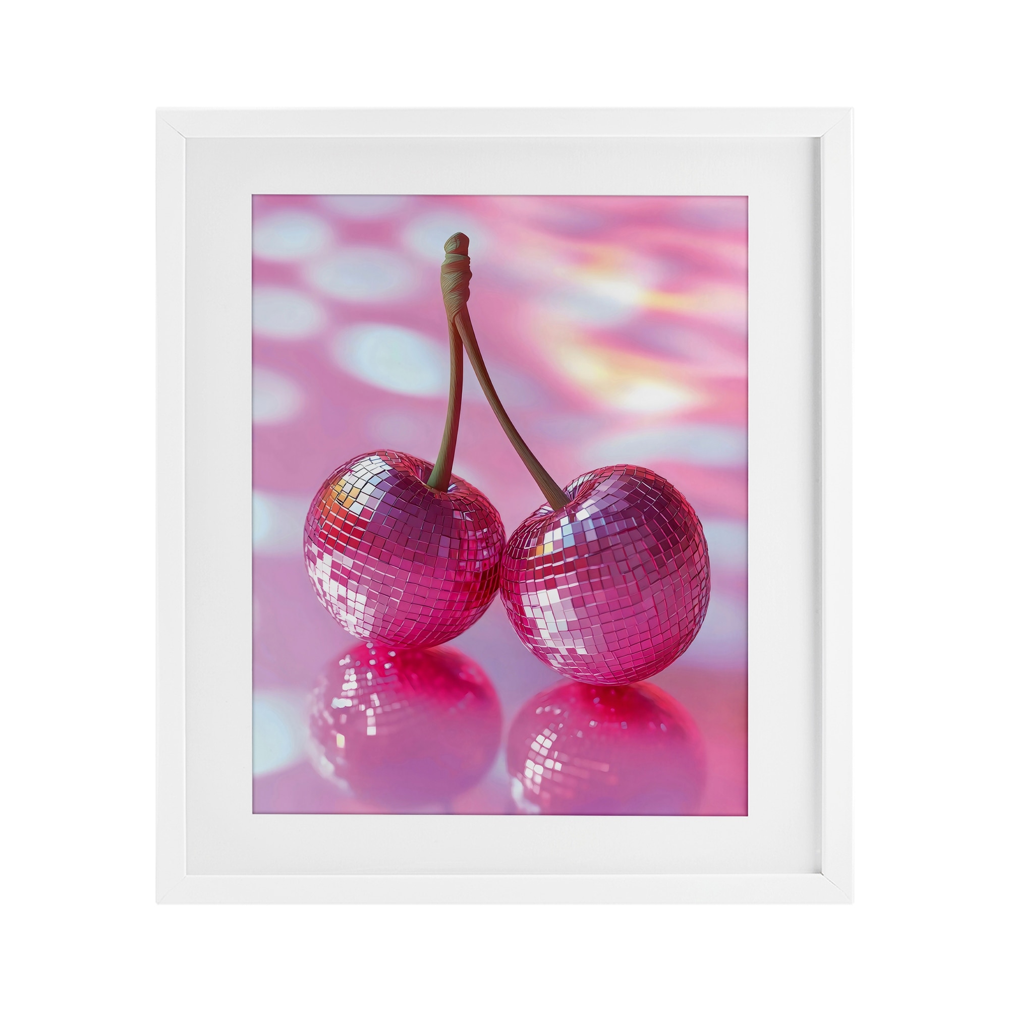 Stupell Pastel Disco Ball Cherries Under Glass Framed Design By Creative Studio