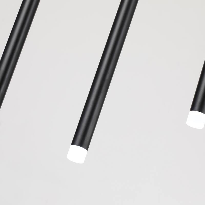 14 Light Linear LED Integrated in Black or Gold Cluster Chandelier, Luxury Kitchen Island Dining Room Pendant - Black