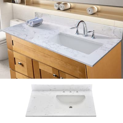 YASINU 36 Inch Engineered Marble Right Sink Vanity Top
