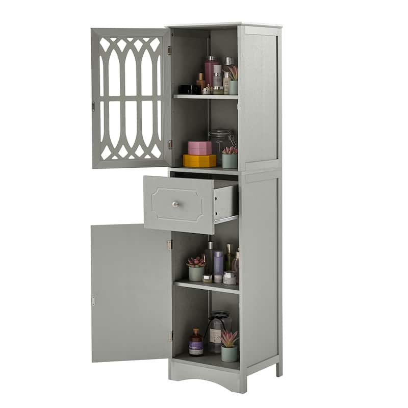 Bathroom Cabinet, Tall Freestanding Storage Cabinet with Drawer, Bathroom Towel Cabinet, Acrylic Doors Waterproof Cabinet