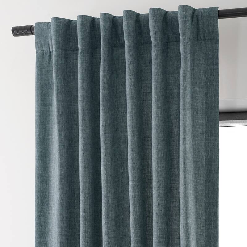 Exclusive Fabrics Italian Faux Linen Room Darkening Curtains (1 Panel) - Sophisticated Drapery for Versatile Décor