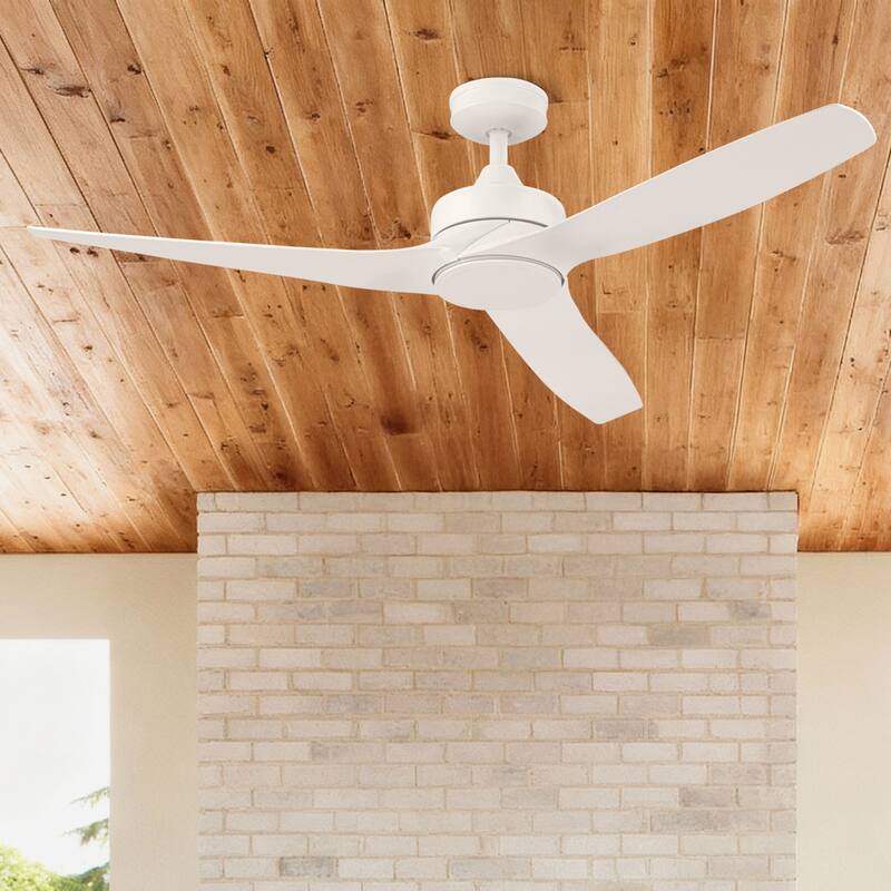 52" Honeywell Lynton White Indoor/Outdoor Damp-Rated Ceiling Fan with Remote Control, 6-Speed BLDC Motor