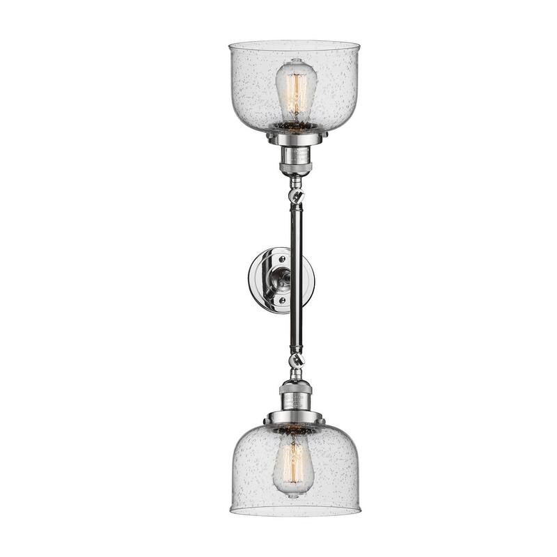 Innovations Lighting Large Bell 2 Light 23" Wide Bathroom Vanity Light - Polished Chrome / Seedy