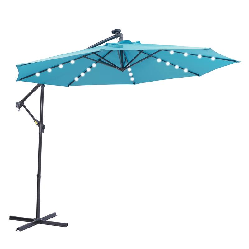 LED Patio Outdoor Umbrella Hanging Cantilever Umbrella 32 LED Lights 10 FT Bed Bath & Beyond