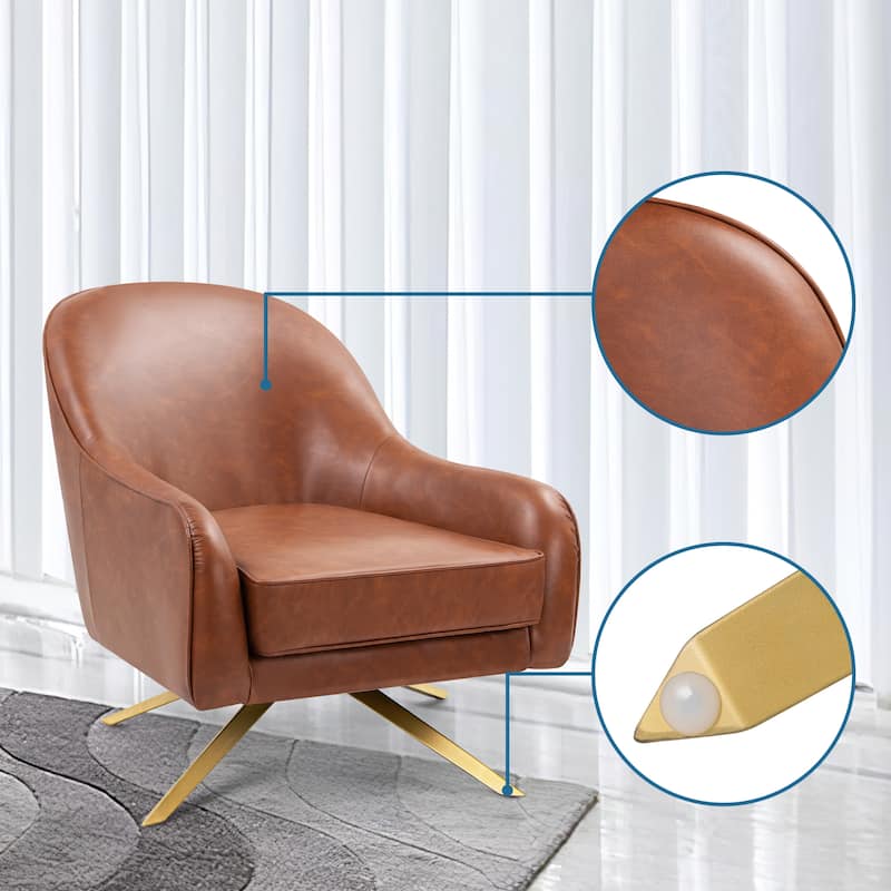VredHom Modern Swivel Accent Chair with Stainless Steel Legs