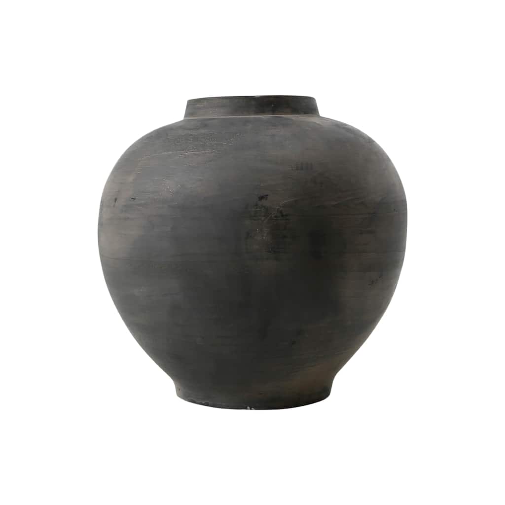 Artissance Earthy Gray Small Pottery Apple-Shaped Pot, 10 Inch Tall