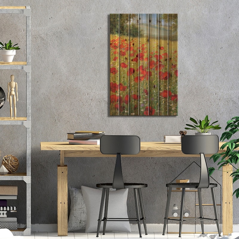Sparkling Field II Print On Wood by Heinz Scholnhammer - Multi-Color