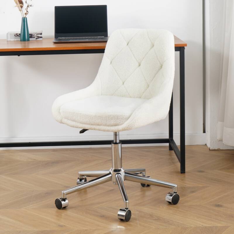 Modern teddy fleece fabric with chrome legs living room furniture dining chair(set of 1)