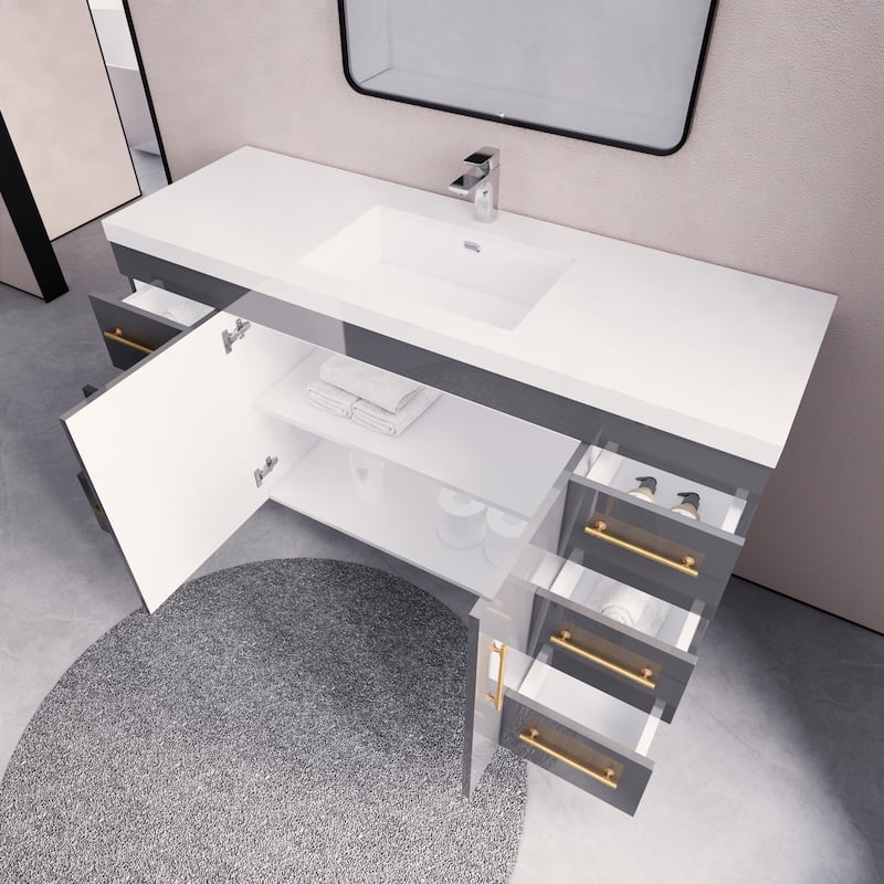 Eliza 60'' Freestanding Vanity with Single Sink