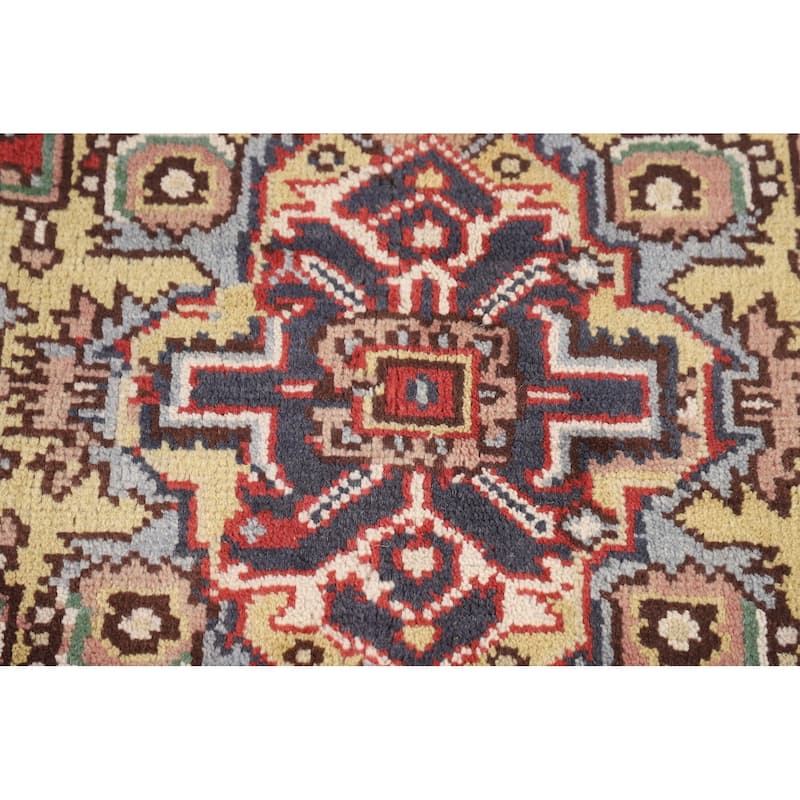 Geometric Heriz Serapi Indian Accent Rug Hand-Knotted Wool Carpet - 4'0" X 6'0"