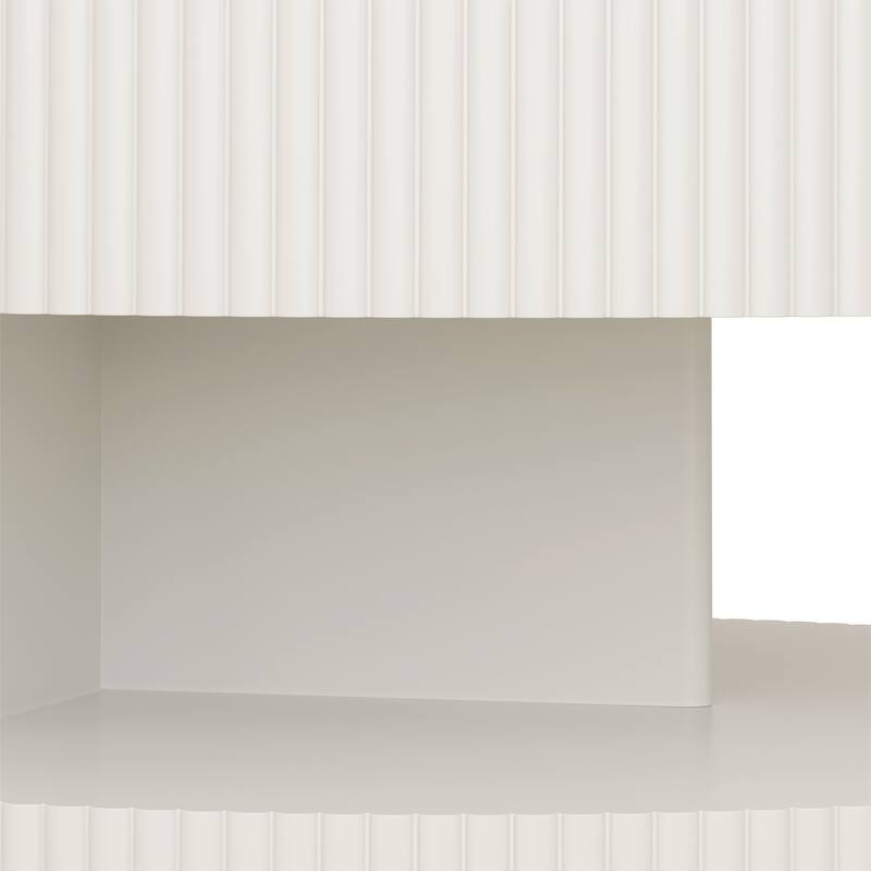 31.5'' Round Coffee Table,Modern Center Table with Storage,Vertical Stripe Design Coffee Table for Living Room,Bedroom
