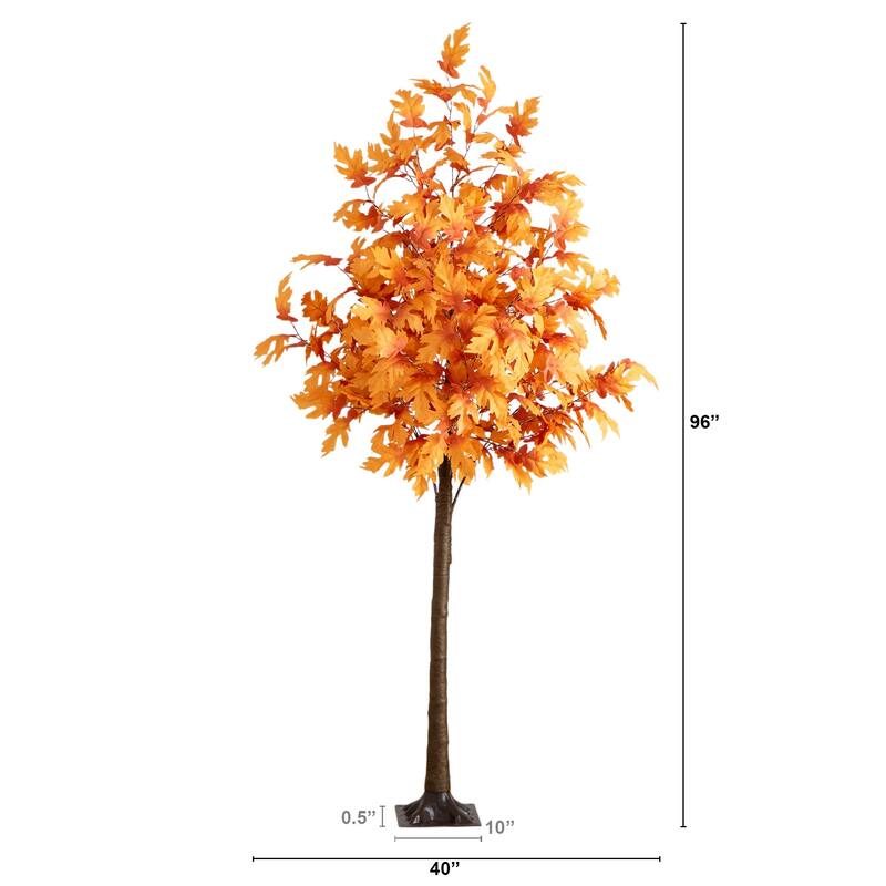 Pre-Lit Artificial Maple Autumn Fall Tree - 8' - Warm White LED Lights
