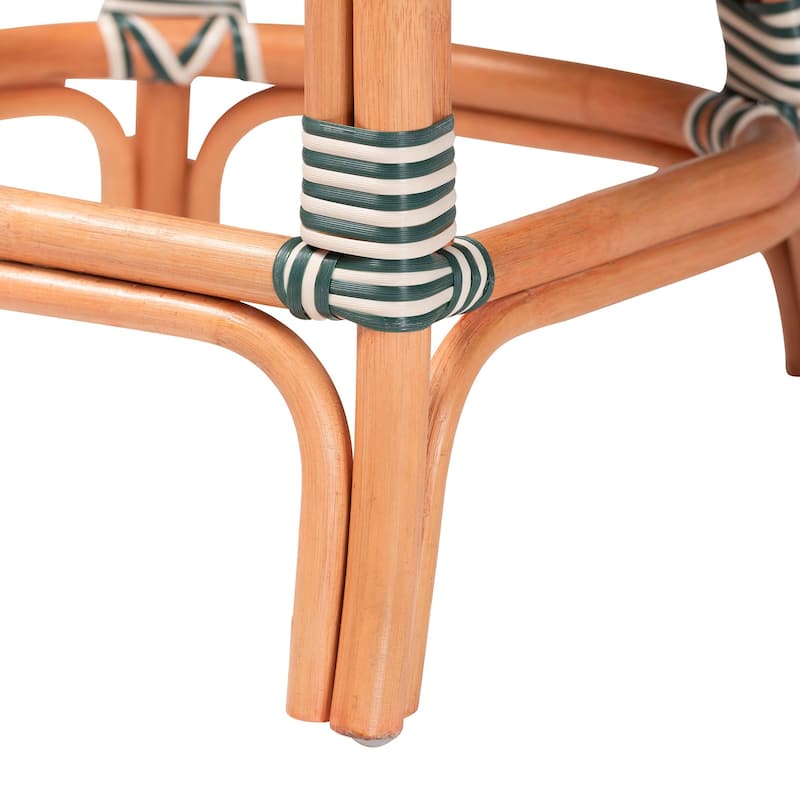 Mattie Rattan Bistro Counter Stool - Handwoven Accent Seating with Backrest for Kitchen Island or Indoor/Outdoor Lounge