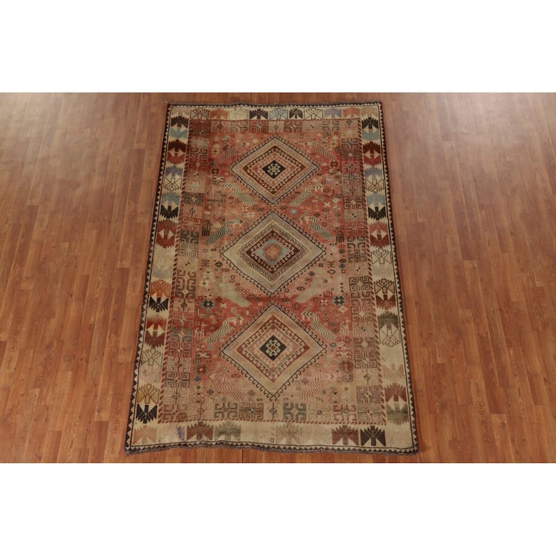 Tribal Shiraz Persian Vintage Area Rug Bedroom Handmade Wool Carpet - 5'4"x 8'5"