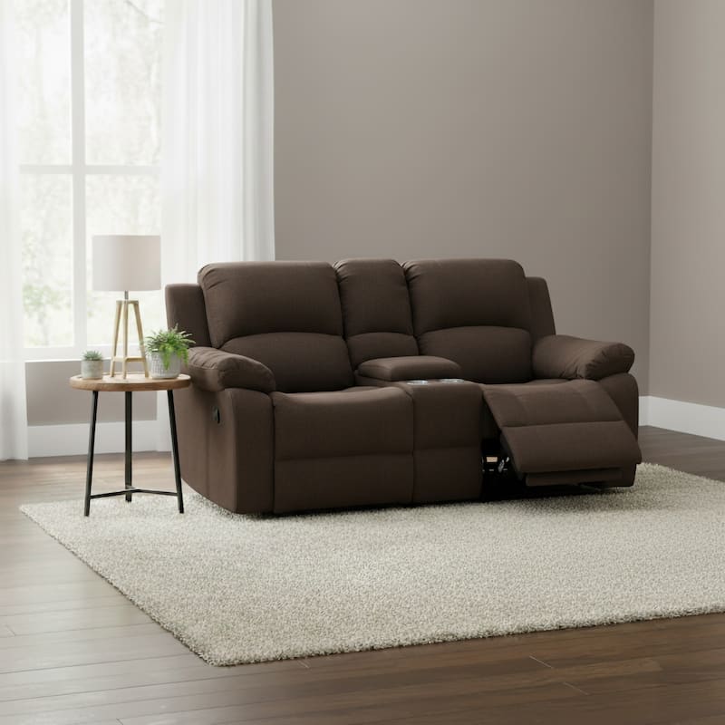 Tracey Transitional Loveseat with Storage Console - Brown