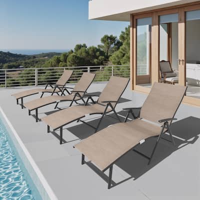 Outdoor Adjustable Aluminum Patio Folding Chaise Lounge Chair