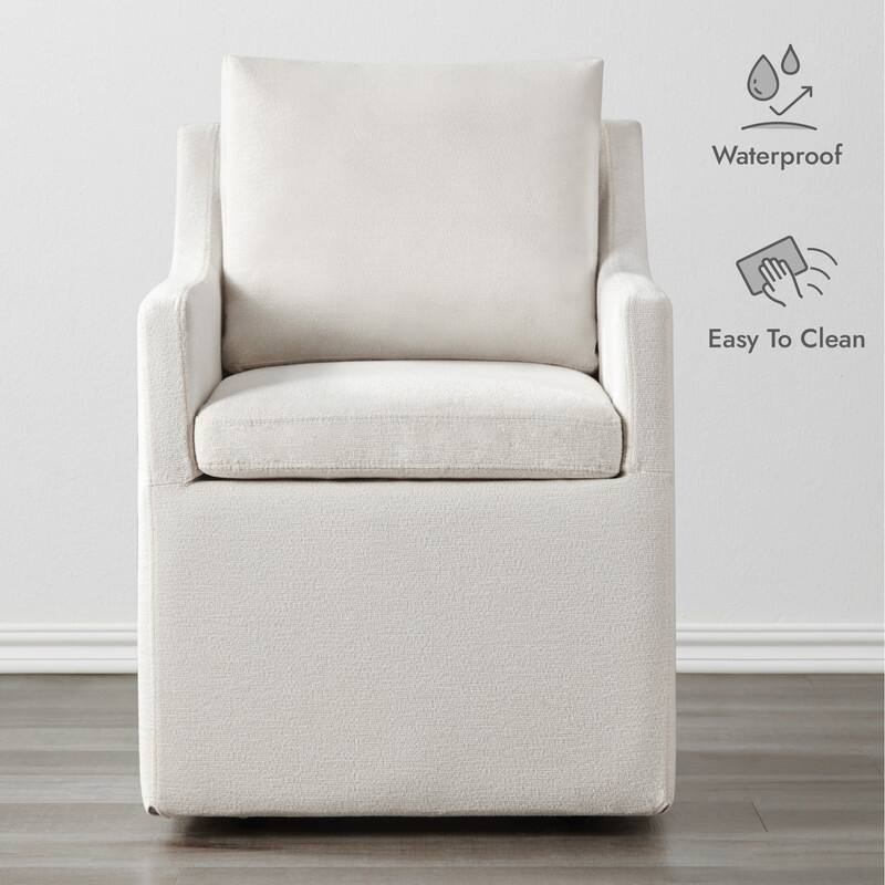 Bentley Modern Mobile Dining Arm Chairs with Casters & Storage